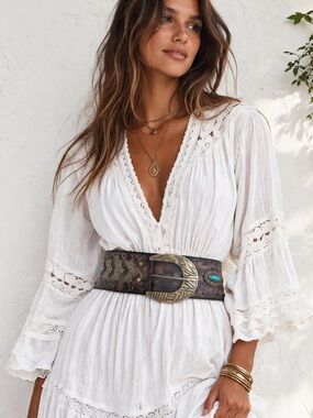 Boutique Wide Statement Belt Steampunk Brutalist Western Distressed M/L Festival